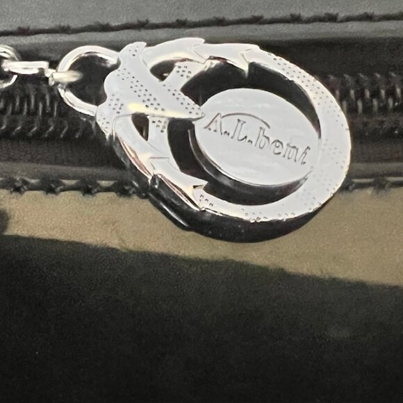 A.L.BENI- Black Patent Handbag with Braided Handles - Picture 7 of 9